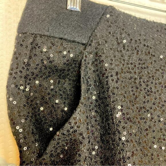 Loft Skirt Womens Size 6 Black Sequin Wool Blend Pockets Mini Date Night NWT - Picture 4 of 8